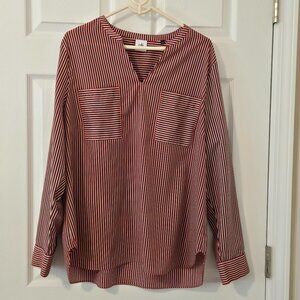 CAbi Franklin Blouse in Patriot Stripe Long Sleeve Top Style 5335 Size XL